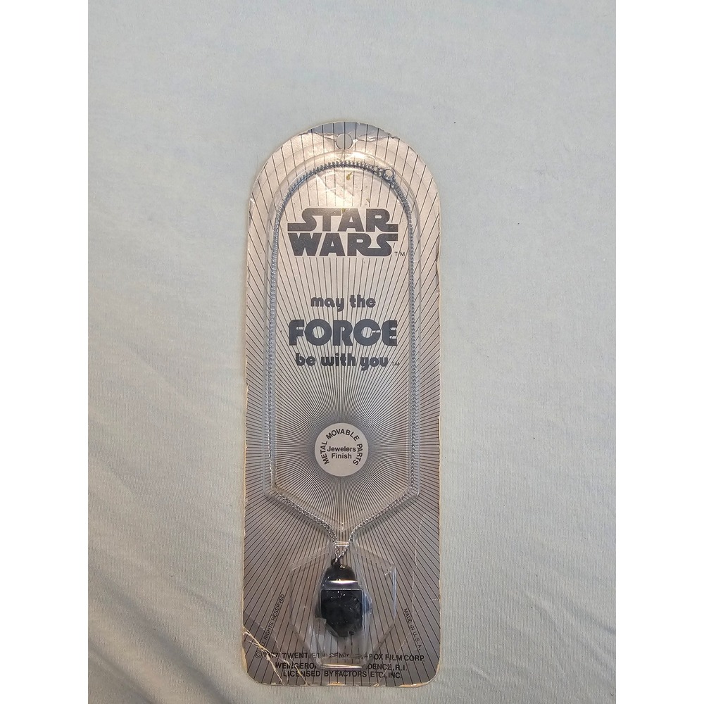 Star Wars Necklace Darth Vader Black Pendant 1977 Vintage Packaging